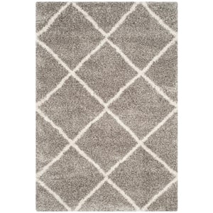 Hudson Shag Gray/Ivory 5 ft. x 8 ft. Geometric Diamonds Area Rug