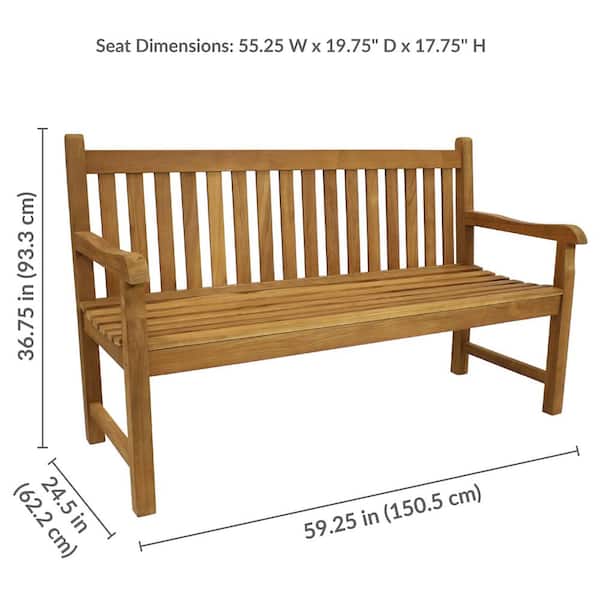 Sunnydaze 60 in. 2-Person Teak Outdoor Patio Garden Bench