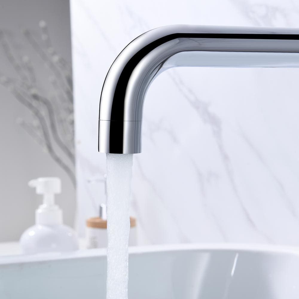 Chrome Double Handle Wall Mount Tub Filler Faucet