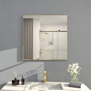 Sight 30 in. W. x 30 in. H Rectangular Framed Wall Bathroom Vanity Mirror in Brushed Gold