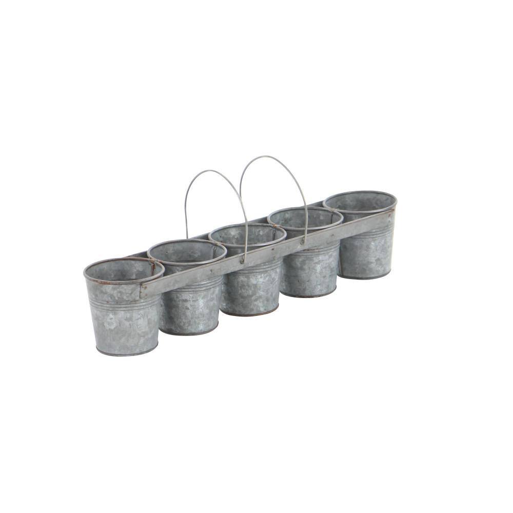 23" Gray Iron 5-Pail Farmhouse Planter with Arched Handles