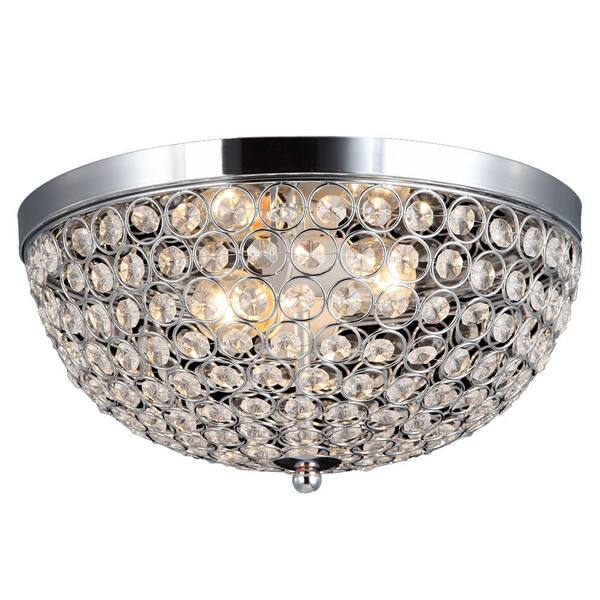 Home Decorators Collection 2-Light Chrome and Crystal Flush Mount