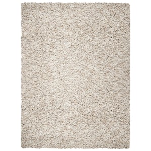 Rio Shag Beige/Ivory 8 ft. x 10 ft. Solid Area Rug