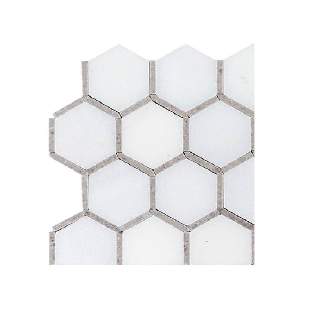 Take Home Tile Sample - Echo Hex White 4.5 in. x 4.5 in. Honeycomb Polished Marble Mosaic price history on PriceWatchPro