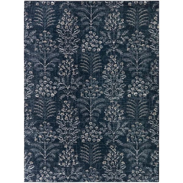 Estella Cream 8 ft. x 10 ft. Distressed Floral Motif Area Rug