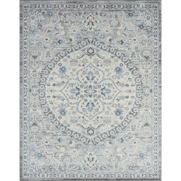 Tayse Rugs Tuscany Medallion Gray 8 ft. x 10 ft. Indoor Area Rug