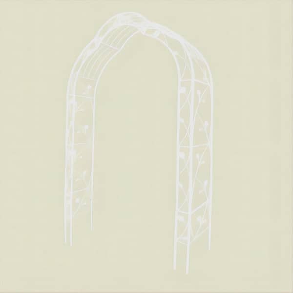 98.4 in. x 59 in. Iron Garden Arbor in White