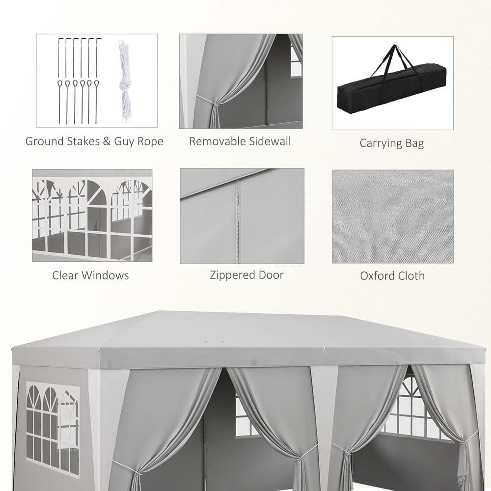 19 ft. Gray Pop Up Canopy Tent with Removable Sidewalls and Windows