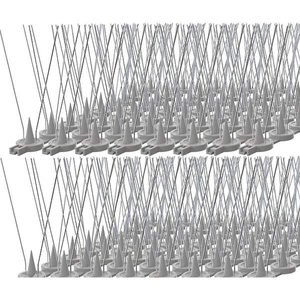 16 ft. x 5 in. Durable Stainless Steel Bird Spikes Deterrent for Outside, Patio, Balcony & Garden Fence, Gray (16-Pack)