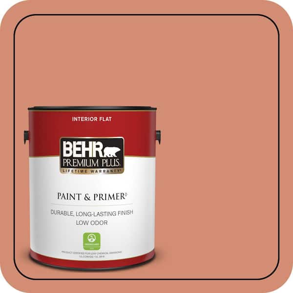 BEHR PREMIUM PLUS 1 gal. #220D-5 Nectarina Flat Low Odor Interior Paint & Primer
