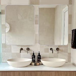 24 in. W x 36 in. H Silver Vanity Rectangle Wall Mirror Aluminium Alloy Frame Bathroom Mirror