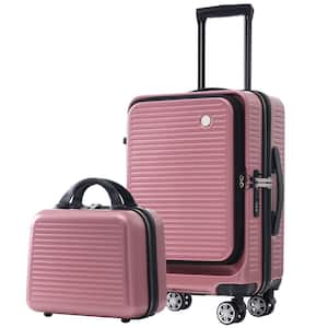 22 in. Rose Gold Front Open Luggage Light-Weight Suitcase with Front Pocket and USB Port, 1 Portable Carrying Case