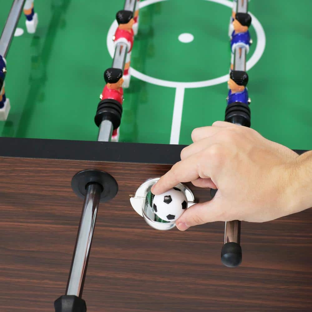 Sunnydaze 55-Inch Brown Faux Wood Foosball Table with Drink Holders