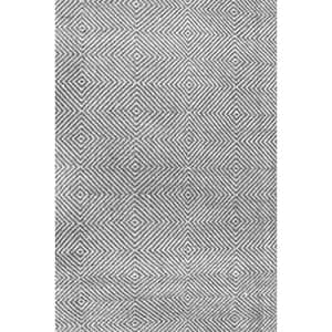 Agoja Contemporary Diamonds Gray Doormat 3 ft. x 5 ft. Area Rug