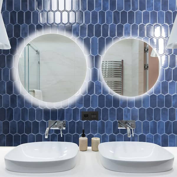 Dark Blue 12 in. x 12 in. Vinyl Peel and Stick Backsplash, Self-Adhesive Wall Tiles for Bathroom, Kitchen (10-Pack)