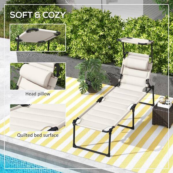 Outdoor Lounge Chair, Folding Deck Chair with Adjustable