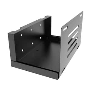 Wall Mount CPU Holder with Safety Straps-Metal Computer Tower Mounting Bracket for Desktop PC, Adjustable Width Black