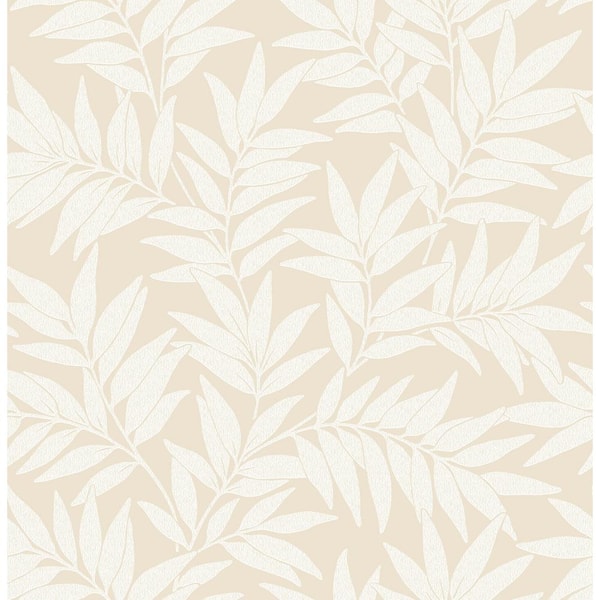 A-Street Prints Morris Taupe Botanical Leaf Wallpaper Sample