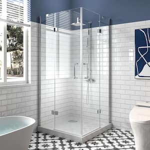 36 in. W. x 36 in. D x 72 in. H Neo Angle Pivot Frameless Corner Shower Enclosure in Chrome with Tempered Clear Glass