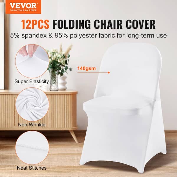White Spandex Folding Chair Covers Flat Front Dining Chair Cover Kitchen  Banquet