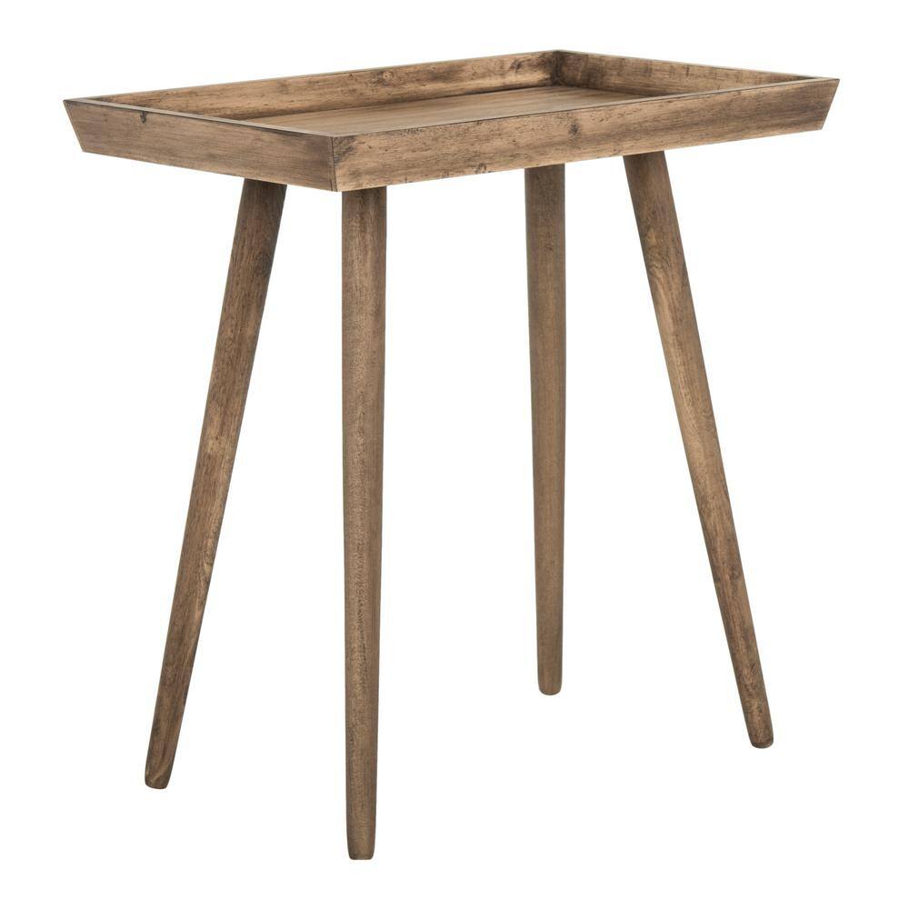 Desert Brown Pine Wood Rectangular Accent Table