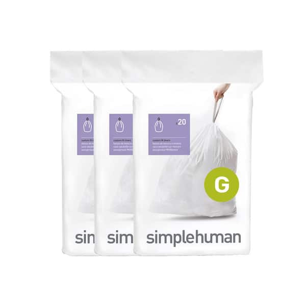 Plasticplace Custom Fit Trash Bags simplehuman Code G Compatible 8 Gallon/ 3