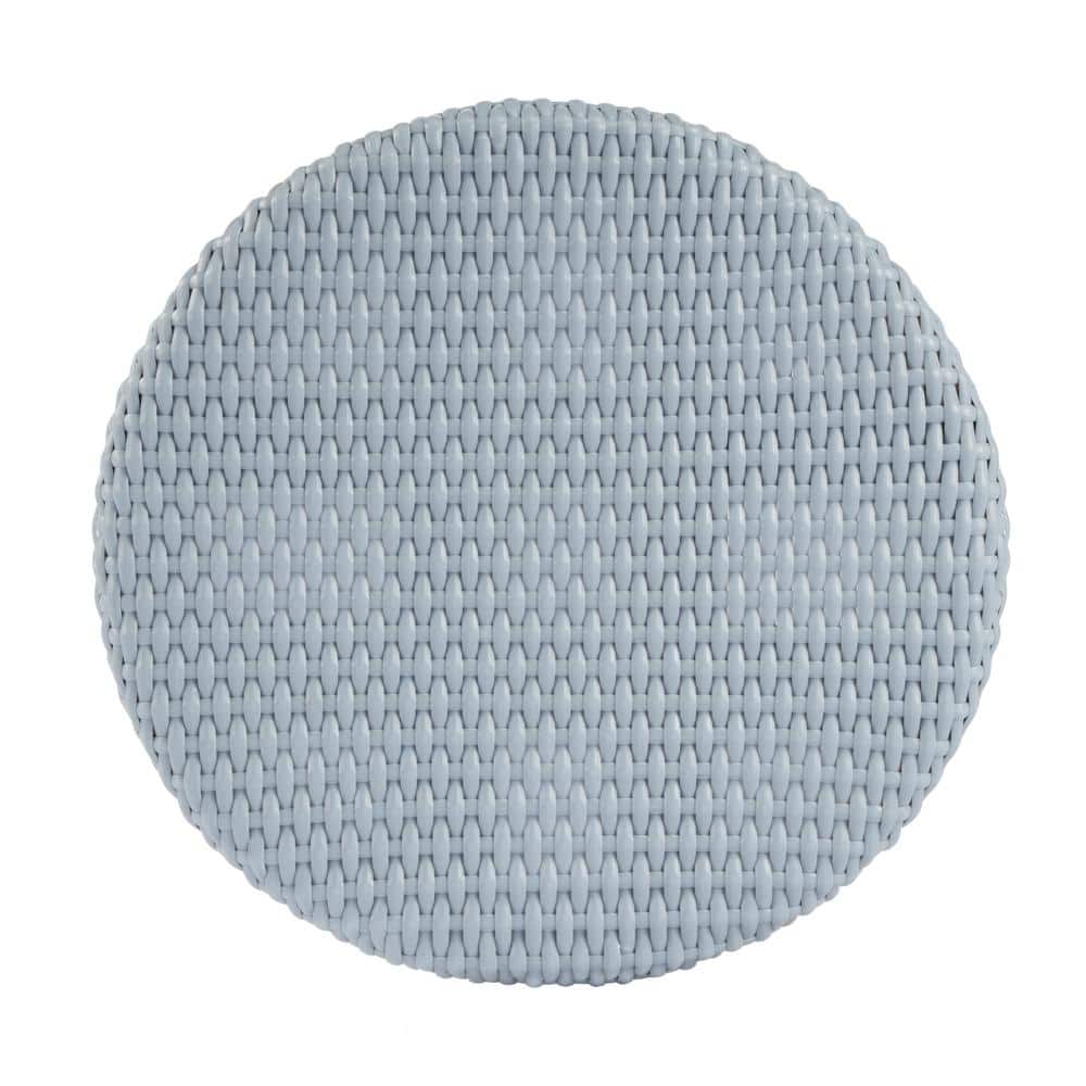 Twilight Blue 30" Round Rattan Coastal Bar Stool