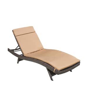 Miller Multi-Brown Armless Wicker Outdoor Chaise Lounge with Caramel Cushion