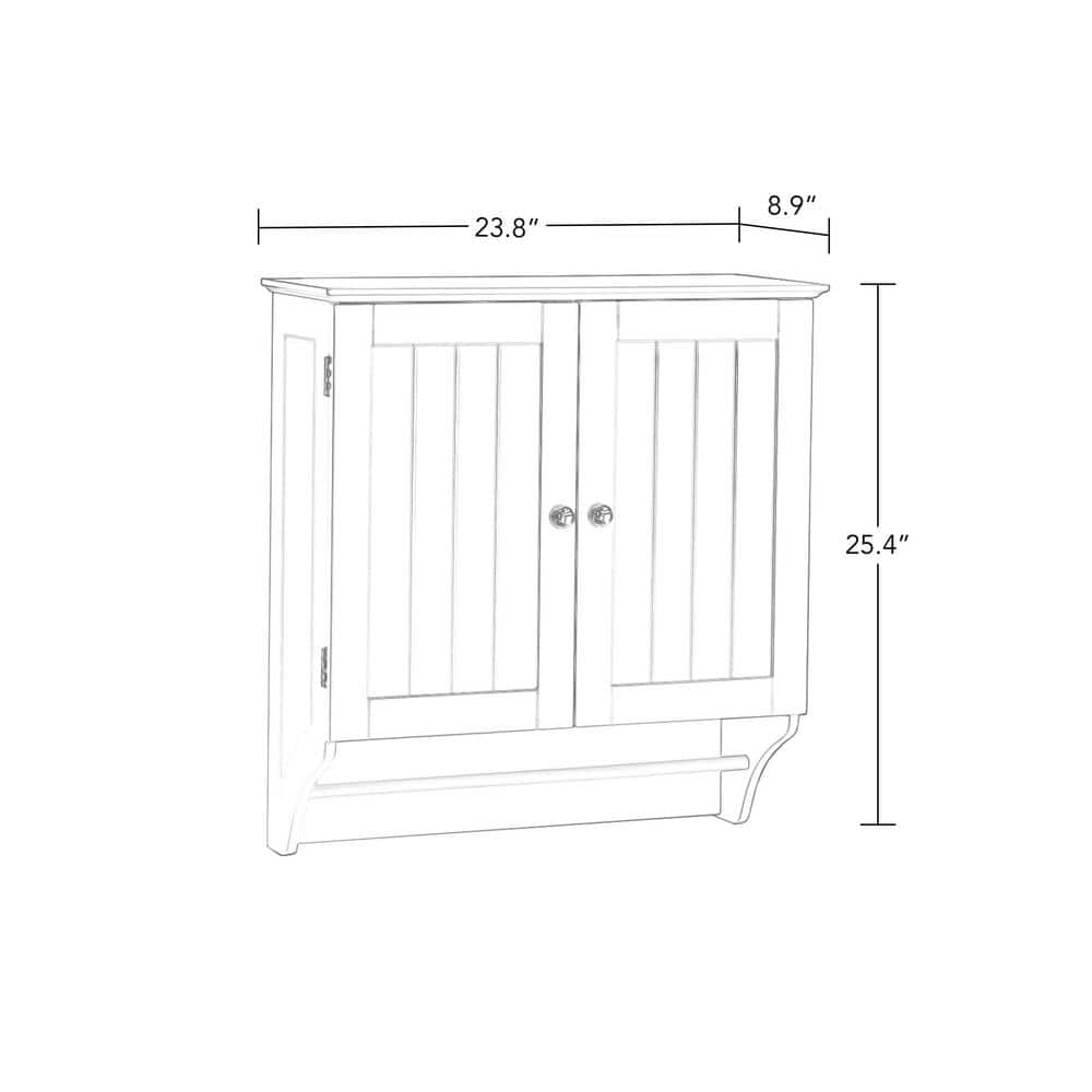 White Wall-Mounted Two-Door Medicine Cabinet with Towel Bar
