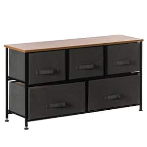 Storage Cabinet, 21 in. H x 39 in. W x 11.5 in. D, Grey, Steel Frame, Nonwoven Fabric Cube Storage Bin, 5 Bins