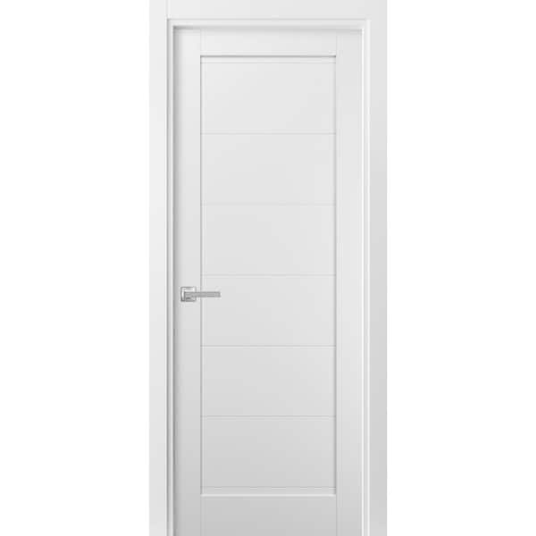 Sartodoors 18 in. x 80 in. Single Panel No Bore MDF Frosted Glass White Finished Pine Wood Interior Door Slab