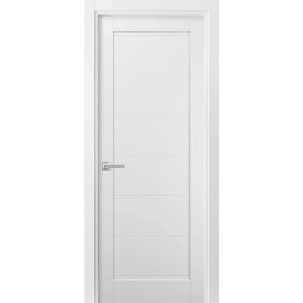 Sartodoors 4115 28 in. x 80 in. Single Panel No Bore Solid MDF Frosted Glass White Finished Pine Wood Interior Door Slab