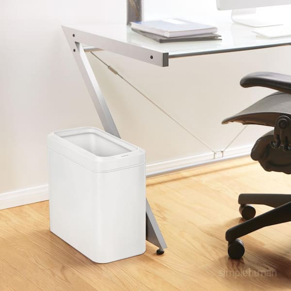 simplehuman 25L Slim Open Top Commercial Trash Can, White Steel
