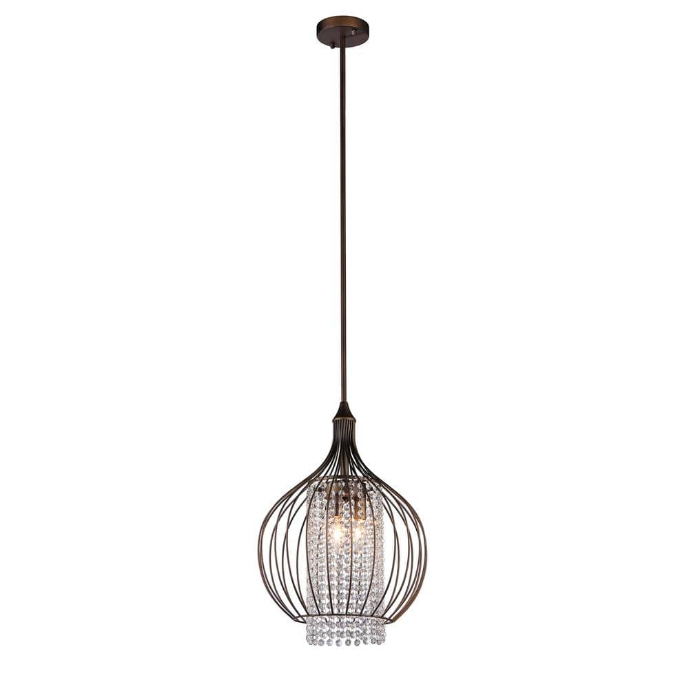 Radiant Globe Crystal-Bronze Chandelier 15" Incandescent Sphere
