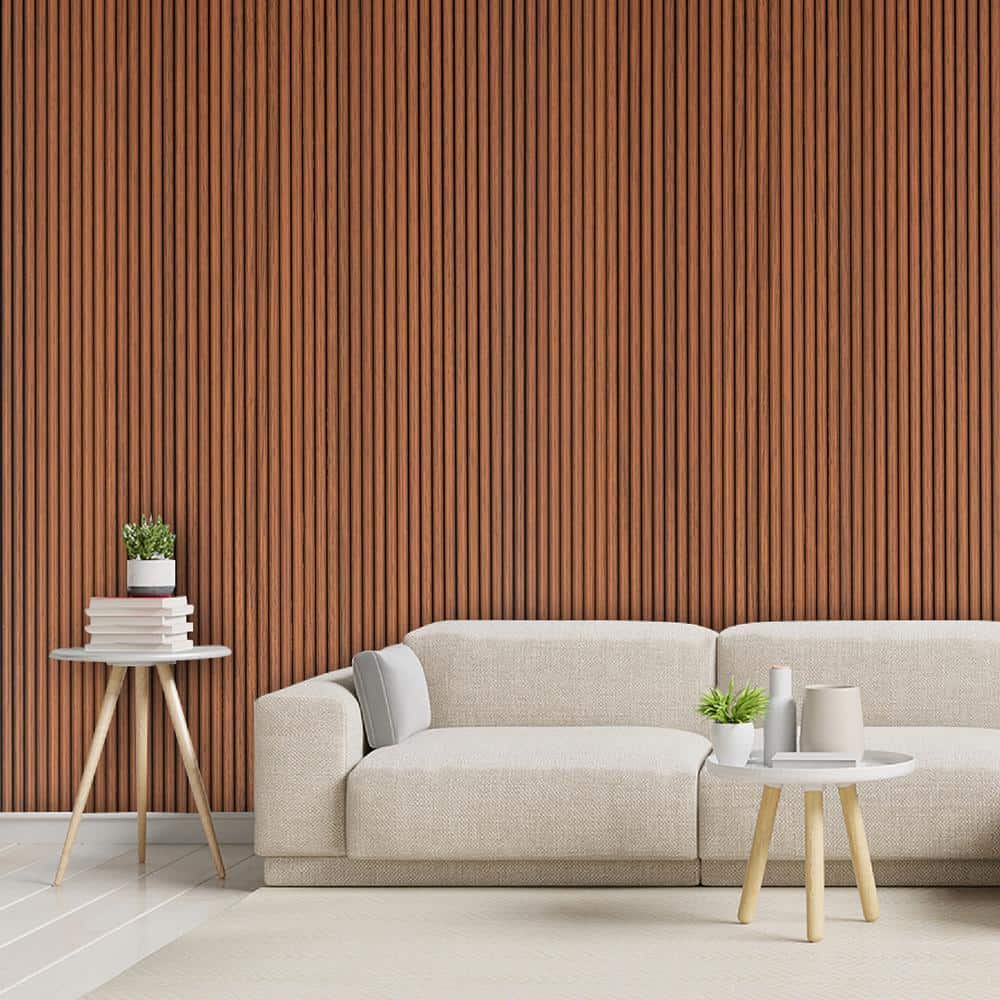 Mahogany 94.5" x 12" Polystyrene 3D Wood Slat Wall Panels