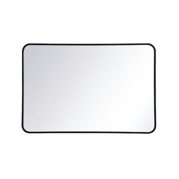 Unbranded Timeless Home 27 in. W x 40 in. H x Modern Soft Corner Metal Rectangle Black Mirror