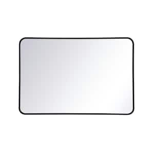 Timeless Home 40 in. H x 27 in. W Black Modern Soft Corner Rectangular Wall Mirror