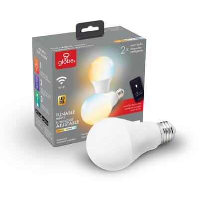 Wi-Fi Smart 60W Equivalent Tunable White Frosted LED Light Bulb, No Hub Required, A19, E26 Base (2-Pack)