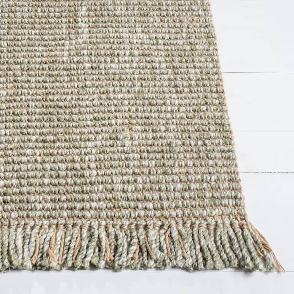 Natural Fiber 6 ft. x 9 ft. Green/Natural Woven Thread Area Rug