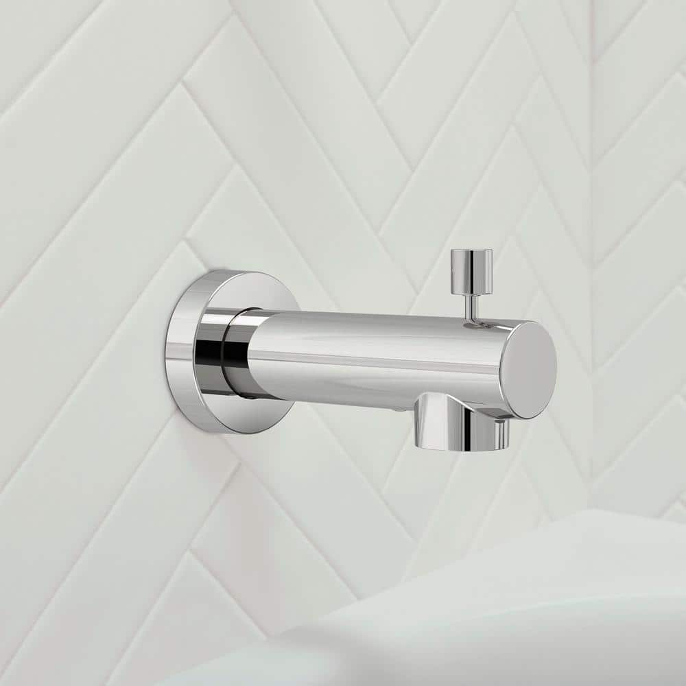 Modern Wall Mounted Tub Spout with Diverter in Brushed Nickel