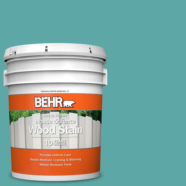 BEHR 5 gal. #500D-5 Teal Zeal Solid Color House and Fence Exterior Wood Stain