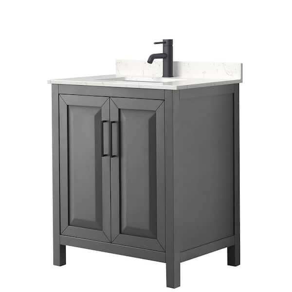Wyndham Collection Daria 30 in. W x 22 in. D x 35.75 in. H Single Bath Vanity in Dark Gray with Carrara Cultured Marble Top