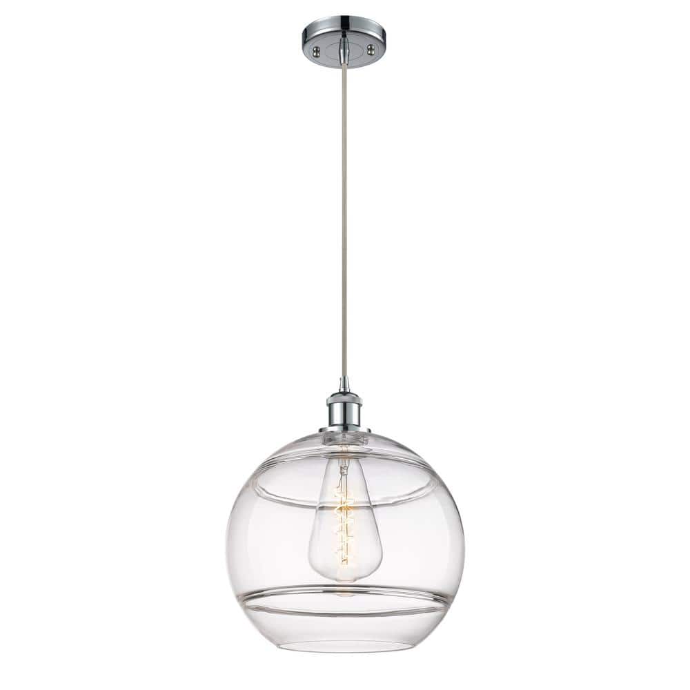 Rochester 100-Watt 1-Light Polished Chrome Standard Mini Pendant Light with Clear Glass Shade, No Bulbs Included price history on PriceWatchPro