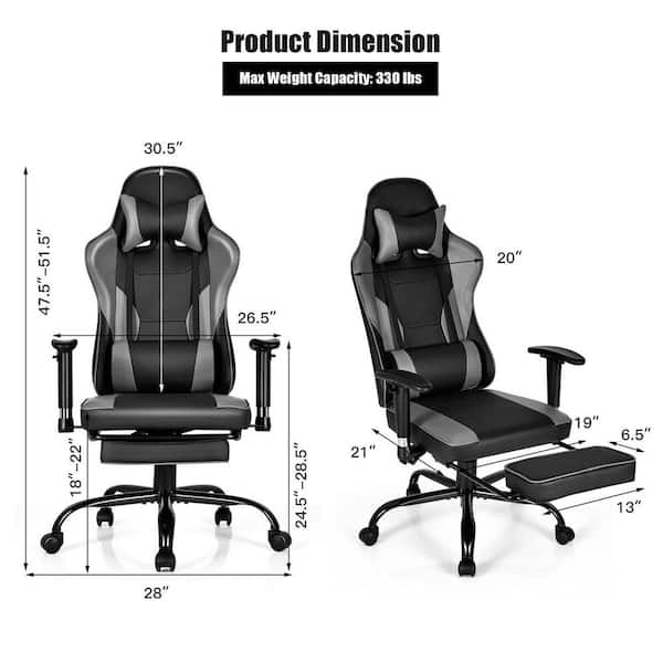 Gymax Pink Plastic Massage Gaming Chair Racing Recliner Computer