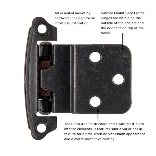 3/8 in. Inset Black Iron Self-Closing Hinge (2-Pack)