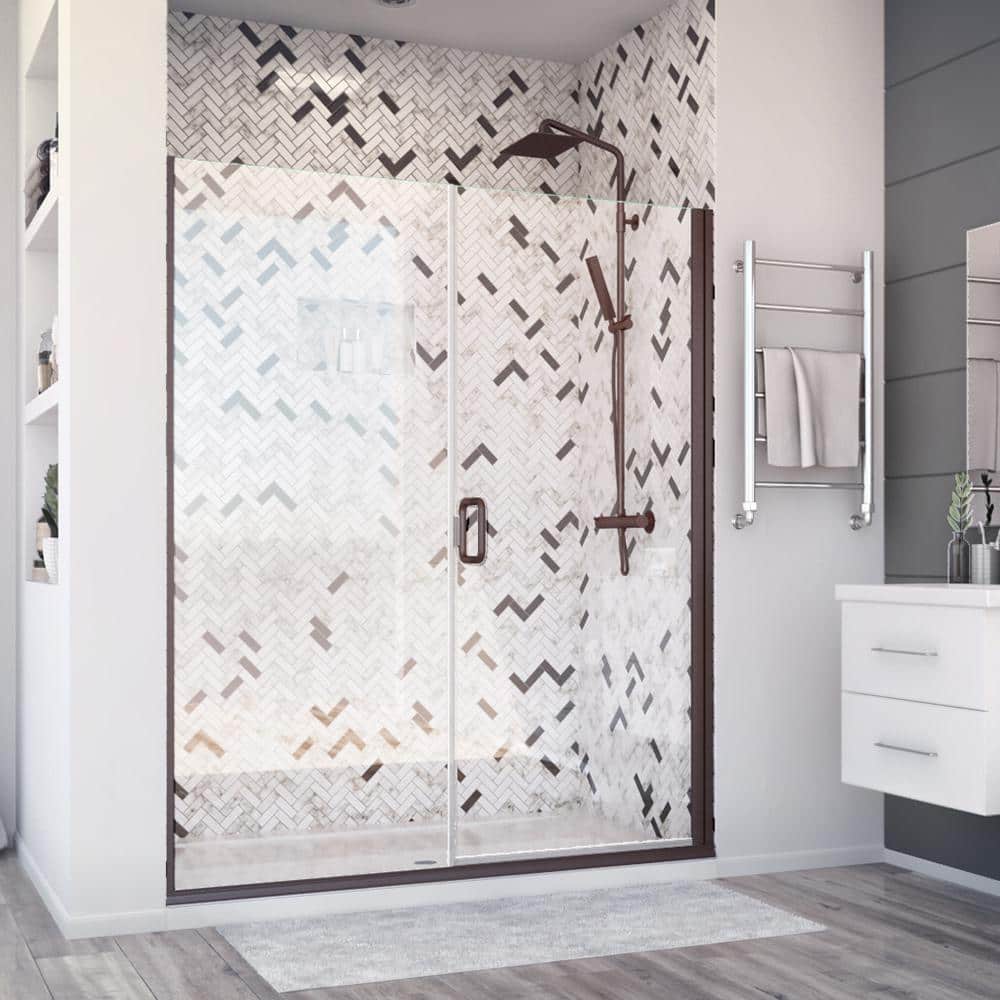 Deluxe 57 in. W x 71.375 in. H Hinged Semi-Frameless Shower Door and Inline Panel in Oil Rubbed Bronze price history on PriceWatchPro