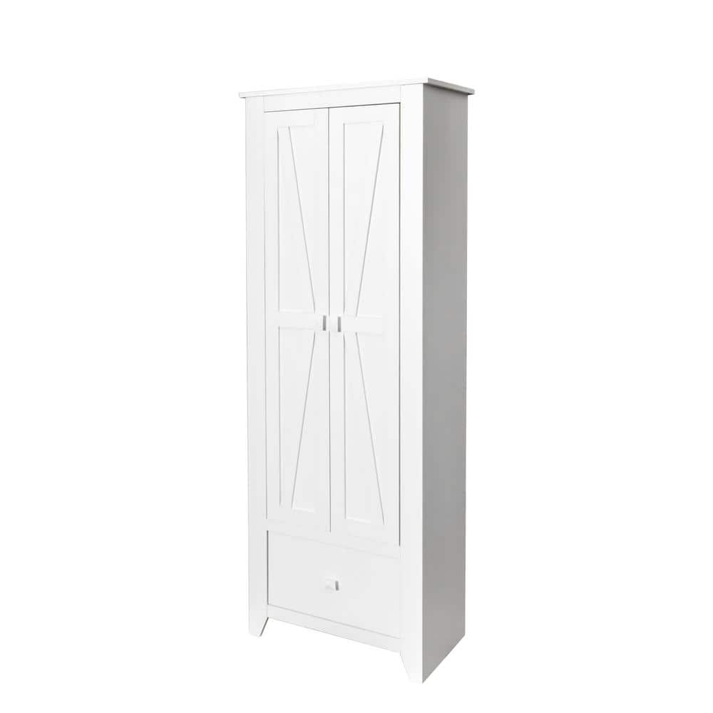 25.6 in. W x 70.8 in. D x 15.7 in. H White Linen Cabinet with 2 Doors and D
