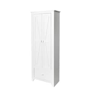25.6 in. W x 70.8 in. D x 15.7 in. H White Linen Cabinet with 2 Doors and Drawer for Bathroom Kitchen