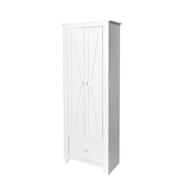 Unbranded 25.6 in. W x 70.8 in. D x 15.7 in. H White Linen Cabinet with 2 Doors and Drawer for Bathroom Kitchen