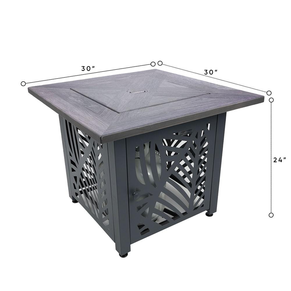 Lindsey 30 Inch Black Metal Square Gas Fire Pit Table